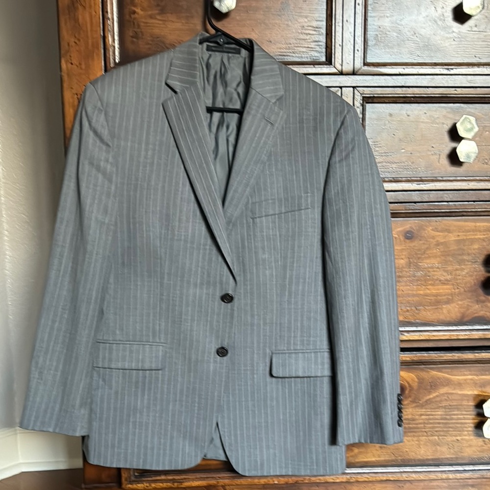 Gray Pinstripe Men's Blazer